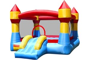 COSTWAY Hüpfburg mit Rutsche und großem Sprungbereich, Kinder Springburg für Indoor & Outdoor, inkl. Tragetasche, Reparaturset, 370 x 280 x 230 cm