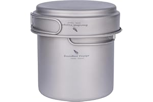 iBasingo Lot de casseroles en Titane avec poignée Pliante en Plein air pour Camping à Soupe - Bol à Frire - Ustensiles de Cuisine Ultra légers - pour Les Voyages, Les Pique-niques, la randonnée