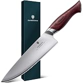 SANMEIHO Professional Chef Knife 20cm Japanese Kitchen Knife | Steel 10Cr15MoV 5 Layers 62 HRC, Ergonomic Pakka Wood Handle -