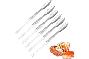 EQLEF Seafood Forks Picks, Tenedores para marisco Cangrejo y Langosta recogiendo Herramientas Paquete de Acero Inoxidable (6 Piezas)