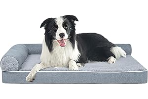 MDEHO Large Dog Beds Washable, Memory Foam Dog Bed for Large Dogs, Dog Couch Bed with Waterproof Lining and Anti-Slip Bottom, 91x66x16cm