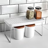 Deconox Dolap i&ccedil;i D&uuml;zenleyici Katlanır Dekoratif B&uuml;y&uuml;k Raf, Tabak, Bardak Rafı, Mutfak D&uuml;zenleme Rafı (Beyaz) (29cm*21,5cm*2c