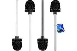 Ibergrif M34155, Brosse WC Classique 4 Pièces, Manche en Acier Inoxydable, Tête de Brosse Noire 8CM