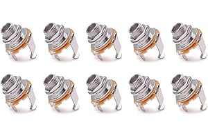 Alnicov 1/4 inch Mono Jack Socket Stratocaster Replacement Connector Female Panel Mount for Bass Electric 10Pcs