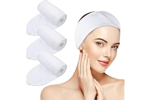 KinHwa Cheveux Femme Maquillage Blanc, Microfibre Bandeau Soin Visage Scratch pour Yoga Spa Bain Sports Lavable 3 pcs