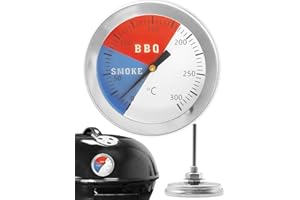 HomeTools.eu® Thermomètre de cuisson analogique pour barbecue, fumoir, casserole, poêle, Ø 5,2 cm, 0 °C - 300 °C