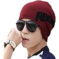 iSWEVEN 1034a Red Imported Fancy Beautifully wooven Expandable Very Soft Beanie Cap hat for Women Girls Adults Men Boys Female Gents