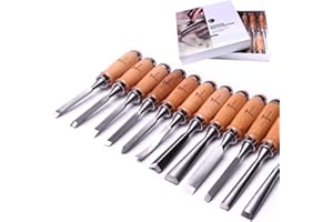 ATOPLEE Set di 12 scalpelli professionali per la lavorazione del legno, con custodia di alta qualità e sacchetti arrotolabili, per falegnami, artigiani, idea regalo nella maggior parte dei progetti di