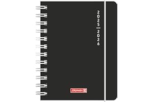 BRUNNEN Agenda scolaire 2025/2026 « Plain Black » - Format A6 - En plastique
