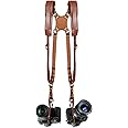 SYOSI Camera Strap, Camera Shoulder Strap for Two Cameras, Dual Camera Strap Accessories Adjustable Leather Camera Harness for DSLR/SLR
