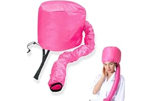 PLABBDPL Casco per Asciugacapelli, Caschi per Asciugatura,Bonnet Casco per Asciugacapelli con Elastico per Attacco Phon,Casco Riscaldata Per La Profondo Cura Dei Capelli (Rosa)
