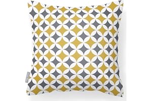 Izabela Peters Outdoor Cushions Waterproof, 43 cm, Filled Outdoor Cushion, Bahia - Mustard & Grey, Garden Furniture Cushions, Outdoor Seat Cushions, Garden Chair Cushions