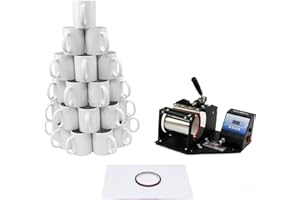 PixMax Tassenpresse Sublimationspresse Heisspresse Hitzepresse Transferpresse Tassen bedrucken beinhaltet 72 Tassen mit unbedruckten Präsentationsboxen Schachteln