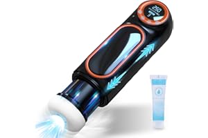 MECOFY Masturbadores Masculino Eléctrico, de Copa Eléctrico 10 Modos con Vibración y Empuje Realista 3D Textura Vagina para Masturbator Fácil de Limpiar Erótico Juguete Sexual para Hombre Black