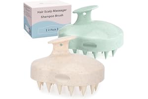 FREATECH Paquete de 2 Paja de Trigo Cepillos Masajeadores de Cuero Cabelludo con Cerdas de Silicona Suave para el Crecimiento del Cabello y Exfoliante del Cuero Cabelludo