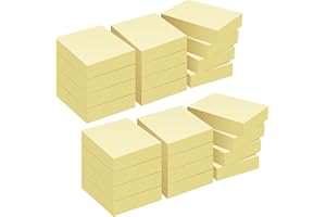 ZCZN Notas Adhesivas Pack de 24 Bloc de Notas, 38 x 51 mm, 100 Hojas por Bloc, Total de 2400PCS, Amarillo