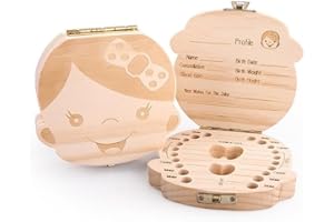 Glamza, scatola in legno per dentini da latte, per bambini e bambine