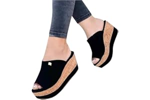 azaz Sandales Compensees Femme Confortable Mules Été Sabots Plateforme Talon Haut Des Sandales Bout Ouvert Chaussures Cheville Vintage Pantoufles Vacances Sandale Femme Talon Compensé Plate-Forme