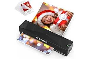 ‎CRENOVA Crenova Laminiergerät A4/A5/A6,Schneller Laminator mit 10 Laminierfolien,Personal für Hausgebrauch,Schule Lehrer,Büro Karte (Schwarz)