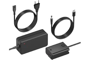 Mspalocell Zestaw atrap baterii NP-FW50, zasilacz sieciowy ze złączem baterii do kamer Sony Alpha A6000 A5100 A6100 A6300 A6500 A7 A7II A7S A7SII RX10 II IV