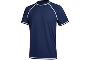 MILANKERR Mens Shirts UV Rash Guards Short Sleeves Quick Dry Swimming Top Surfing Sun Protection 50+ Diving Wetsuits Swimsuit