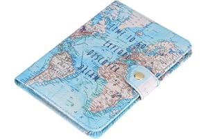 Protège Passeport, Porte-Passeport Voyage Housse Étui Passeport Carte du Monde Voyage pour Passeport, Carte d'identit, 11x15cm