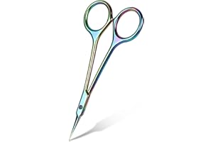 Beugo Tijeras Profesionales para Uñas, Inoxidable Tijeras para cuticulas, Curvas, Extra afiladas, Tijeras de Belleza para Uñas, Cejas, Bigote, Piel Muerta, B-Color titanio