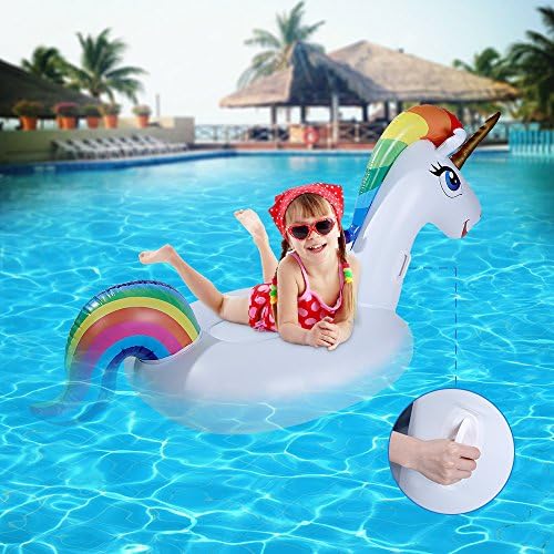 Pool Unicorn Inflatable Pool Float Toy AOKUN Unicorn Pool Float with Rapid Valves Larger Outdoor Swimming Pool Flotage Toy
