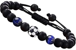 Yotlein Cad-eau Foot, Bra-celet de Football, Bra-celet Enfant, Tressés Réglables Bracelet D'amitié, Cadeau de Football pour Adolescents, Cadeaux pour Les Fans de Foot 6 7 8 9 10 11 12 Ans