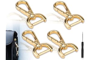 ZoeTekway 4pcs Mosquetón Gancho con Giratorio, Llavero de Oro, Anillo D Mosquetón Cierres para Cartera Crossbody Bolso de Cuero Bolsos DIY Accesorios (con 1 destornillador)