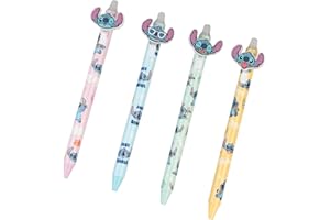 Grupo Erik | Lot 4 Stylos Stitch, Stylos Effaçables à Encre Bleue | Fournitures Scolaires Disney, Cadeau Enfant, Cadeau Fille, Stylo Bille
