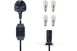 KC CABLE Himalayan Salt lamp Replacement Light Fitting e14 Bulb Holder, 6FT Salt Lamp Spare Power Cord Cable with Dimmer Control Switch and 4 Bulbs (Dimmer Switch)…