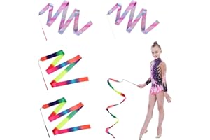 MARURY 4 Pièces Ruban Gymnastique Enfant（2M） Ruban Grs Enfant丨Ruban Gym pour Adapté à l'entraînement de Danse Artistique, Gymnastique, entraînement Physique