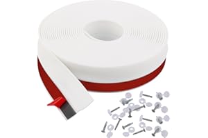 Taaizau 10m Universal Garage Door Top and Sides Seal Strip, Waterproof Self Adhesive Professional Sealing Includes 40pcs Screws, White