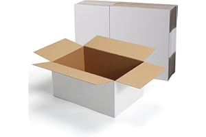 HORLIMER 15 Stück Weiß Versandkarton Karton Box, 30,5x20,4x15,3 CM Verpackungskartons für Warensendung, Geschenkbox, Faltkarton, Postkarton