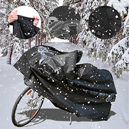 Fahrradschutz NAKEEY Fahrradabdeckung Wasserdicht Schwarz-Wasserdichte Schutzhülle Fahrradschutzhülle für Fahrräder 210x 100 cm passend für die Fahrradgarage Fahrradschutzhülle
