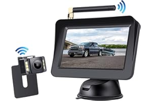 OBEST 4,3 Pouces Kit Caméra de Recul sans Fil, Facile à Installer, Caméra étanche Et de Vision Nocturne Et Moniteur de Voiture Haute Définition, Adapté Aux Voitures, Camions, Camionnettes, SUV