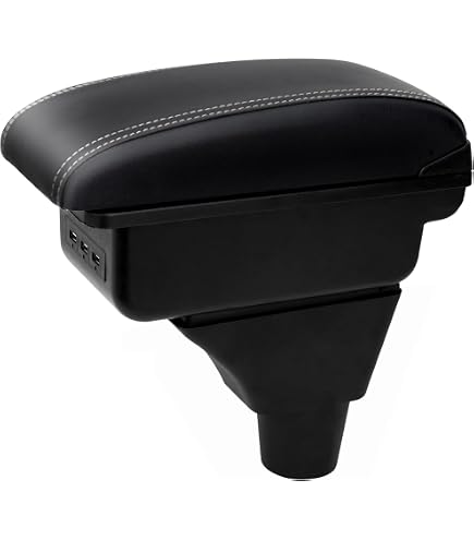 Bracciolo Centrale Per Land Rover Freelander 2 - Doppio Strato, Portaoggetti Con 3 Porte USB, Nero