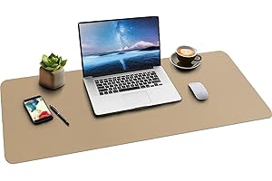 BOUTILON Leder-Schreibtischunterlage,wasserdichte Schreibtischunterlage für Schreibtisch, Schreibtischunterlage für Tastatur und Maus, Leder-Mauspad-Schutz für Büro und Zuhause, 90 * 43cm (L Beige)
