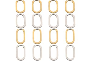 SUNNYCLUE 1 boîte de 16 pièces 8 Paires de Boucles d'oreilles Créoles à Levier avec Crochets de Boucles d'oreilles Français Dorés et Argentés Rectangulaires en Acier Inoxydable pour Petits Cartilages