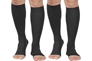 MGANG Compression Socks, Open Toe 20-30 mmHg Graduated Compression Stockings for Men Women, Knee High Compression Sleeves for DVT, Maternity, Pregnancy, Varicose Veins, Relief Shin Splints, Edema