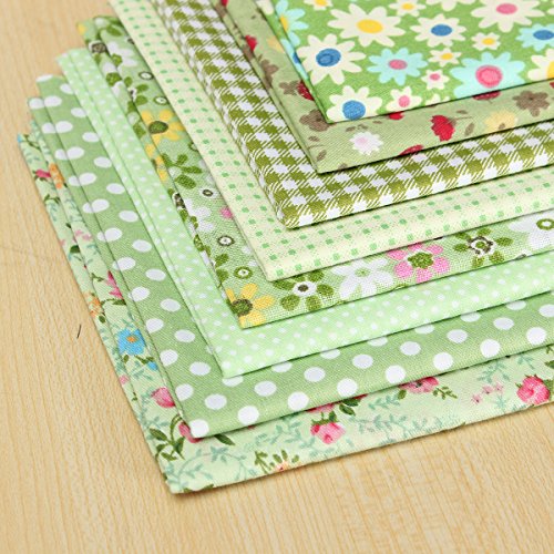 KING DO WAY 8 Stueck Stoffpaket Baumwollstoff Patchwork Stoffe Baumwolle Stoffreste Paket Baumwolle tuch Gruen 45cm x 45cm - 7