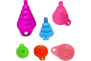 DRERIO 6 Pièces Entonnoirs de Cuisine Pliables en Silicone Pour Transfert de Liquides et Aliments 3 Tailles (S/M/L)