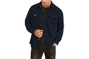 Elegancity Men's Corduroy Shirts Casual Long Sleeve Button Down Trucker Jacket Autumn Winter Coats with Pockets S-XXL