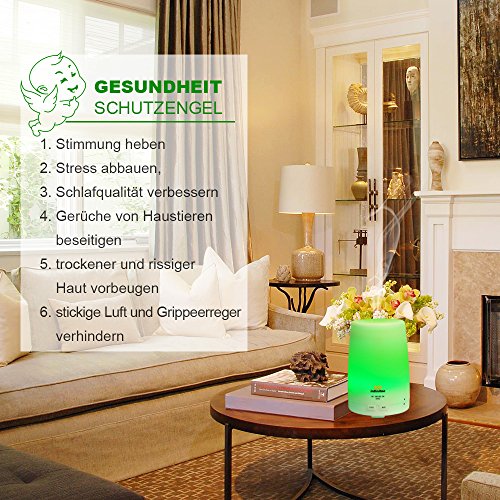 Luftbefeuchter | infinitoo 300ml Ultraschall Aroma Diffuser | Aromatherapie Diffusor | Abschaltautomatik Öl Raumbefeuchter mit 4 Zeitmodi Einstellungen und 7 LED Farbwechsel für Wohnzimmer, Kinderzimmer, Schlafzimmer, Baby- und Yogazimmer, SPA, Büro usw. - 3