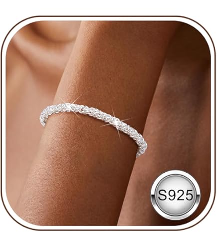 ZXF Bracelet women, 925 Sterling Silver Zircon Full Heart Flower