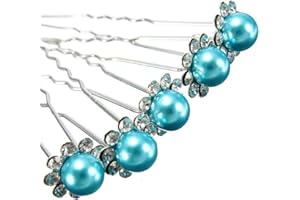 FASHION JEWELLERY MontCherry Brand Pearl/Crystal Flower Diamante Wedding Bridal Prom Hair Pins by Trendz (Sea Green, 3 Pins)