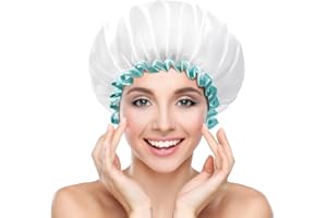 mikimini Gorro De Ducha Blanco Para Mujeres Y NiñAs, Doble Capa Impermeable, Reutilizable, Lavable, Lindo Y SúPer Suave, 1 Pieza