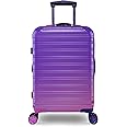 iFLY Fibertech Checked ABS/PC Lightweight Fashionable Hardside Trolley Bag | Suitcase for Luggage | Midnight Berry | 51 CM Cabin Bag