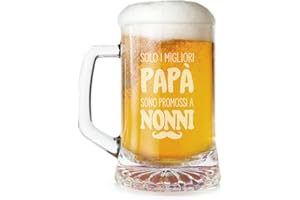 Olallà Boccale di Birra Inciso a Laser con Frase Divertente - Idea Regalo per Festa dei Nonni, Compleanno Nonno Nonna